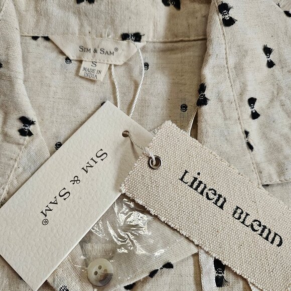 Sim & Sam Women's Cream Linen Blend Crop Top Size S - Picture 6 of 9